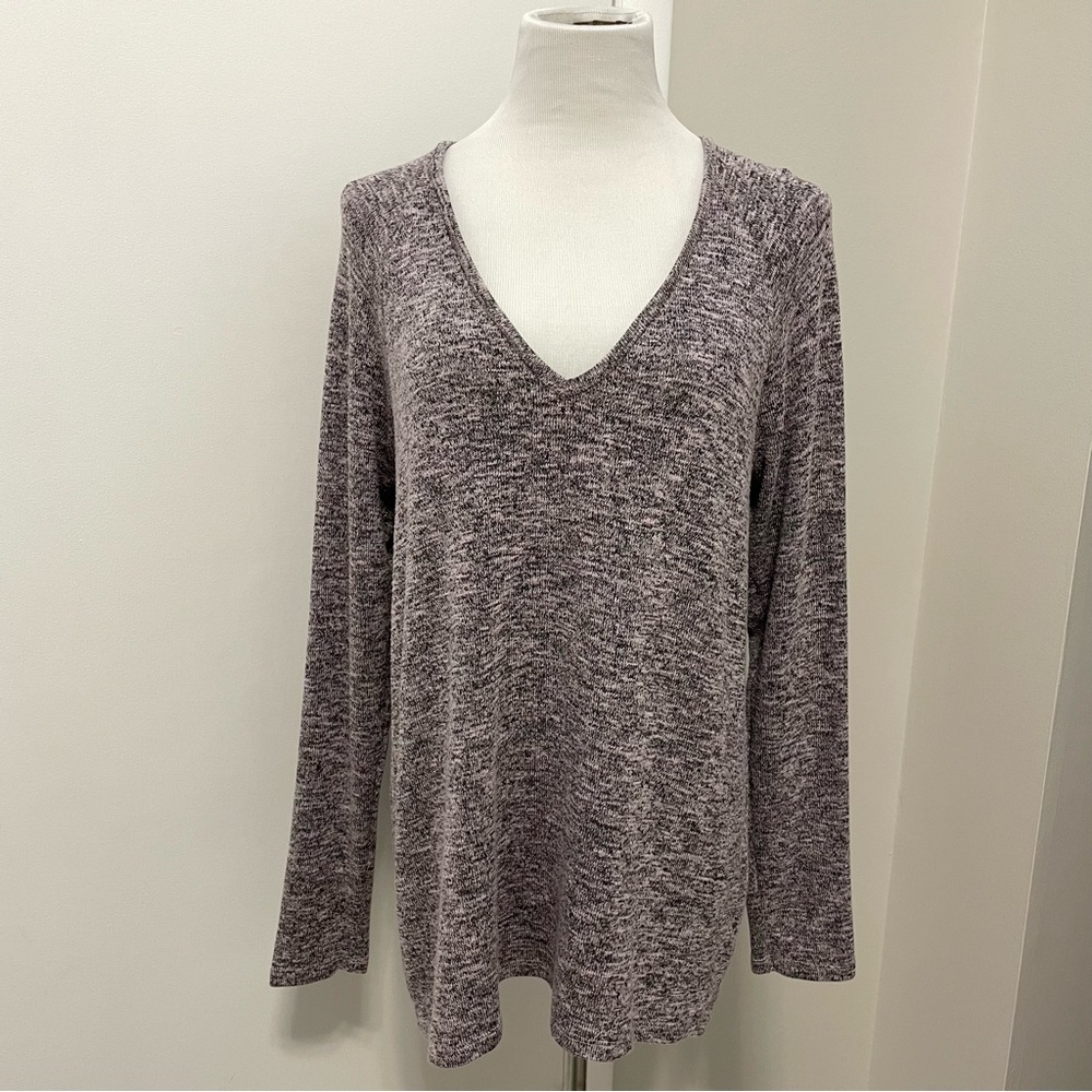 American Eagle Outfitters V-Neck Long Sleeve Top - Heathered Purple Size L - Picture 2 of 14